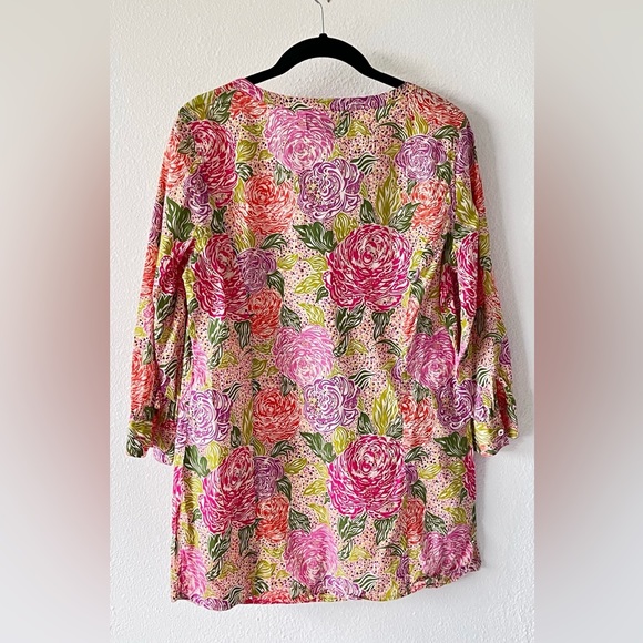 Brooks Brothers Liberty Arts Print and Green Floral Print Tunic Size Medium - Picture 2 of 12